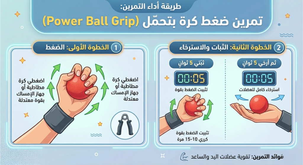 علاج مرفق البادل Padel Elbow: دليلكِ للعودة للملعب بدون ألم 8 تمرين ضغط كرة بتحمّل Power Ball Grip علاج مرفق البادل Padel Elbow: دليلكِ للعودة للملعب بدون ألم